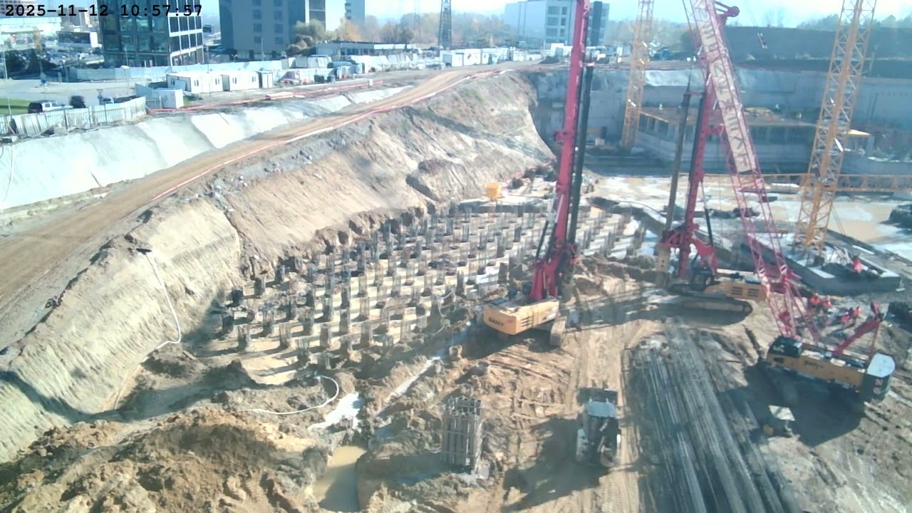 [Пробиването почти към края си] Garitage Park Office Tower 2025.11.12 construction timelapse (cam1)