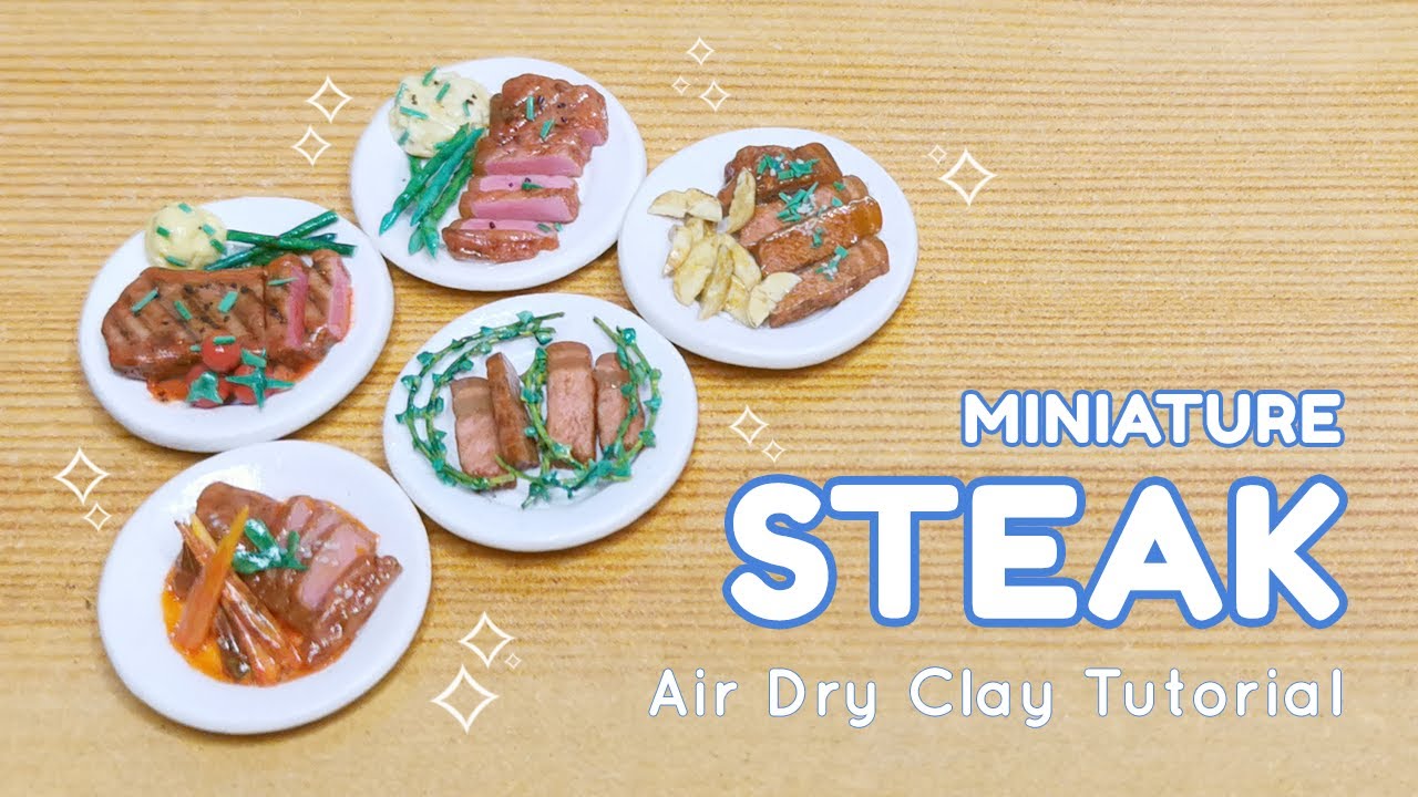 Mini Steaks! 🥩 | 1:12 Scale Miniature | Air Dry Clay Tutorial