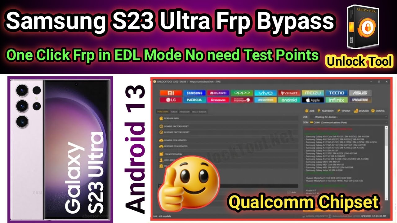 Samsung S23 Ultra (S9918B) Frp unlock tool android 13 EDL Mode | 2026