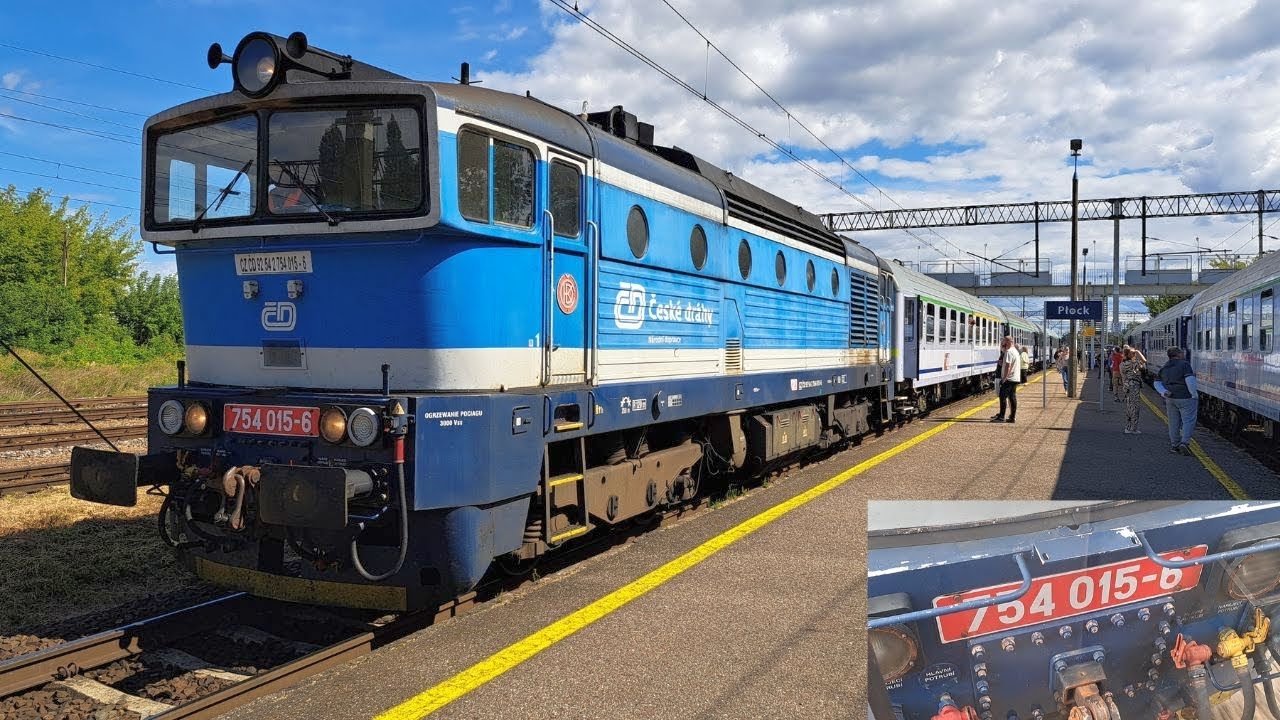 Poland: On board long distance PKP train 'Flisak' hauled by a CD Class 754 diesel locomotive
