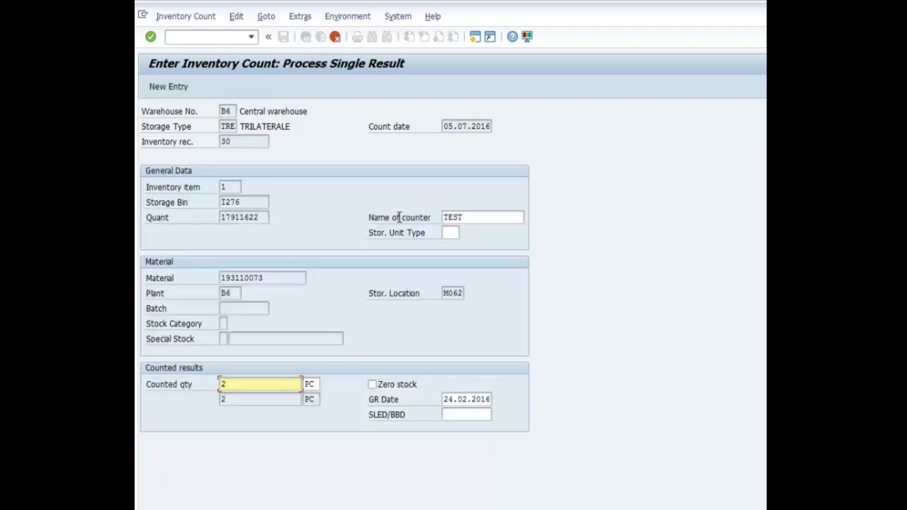 SAP LI11N Enter Inventory Count