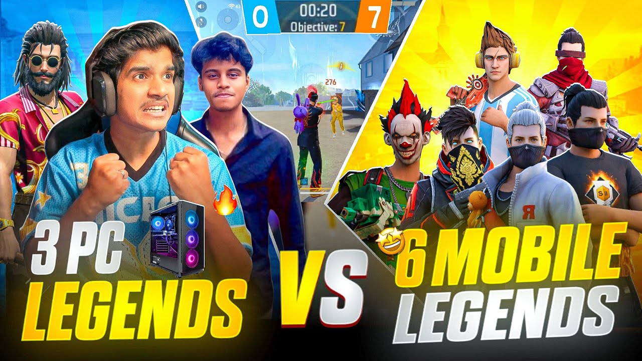 3 PC 💻 DFG LEGENDS vs 6 MOBILE 📱 LEGENDS | 🔥 FIRE GAMEPLAY | FREE FIRE IN TELUGU #dfg #freefire