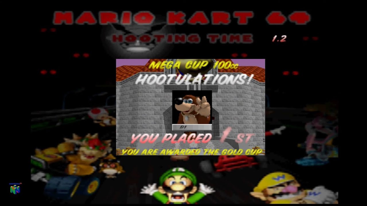 Mario Kart 64 Hooting Time 1.2v - Mega Cup All Tracks Banjo Kazooie Gameplay