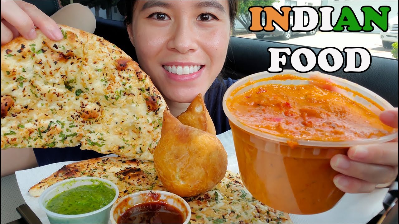 ASMR INDIAN FOOD BUTTER CHICKEN, GARLIC NAAN, SAMOSA CAR MUKBANG (Whispering)