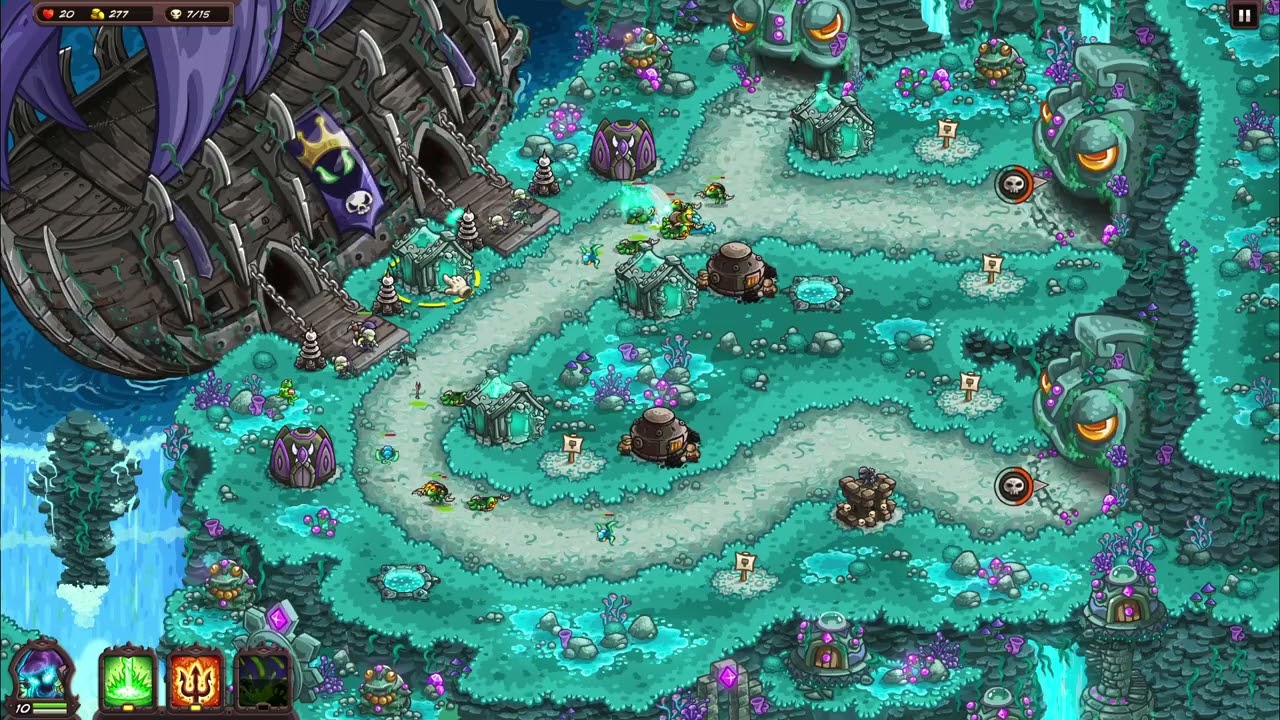 [Kingdom Rush Vengeance] 킹덤러쉬 벤전스 기본영웅, 타워로 매지니시아 해변 불가능 난이도