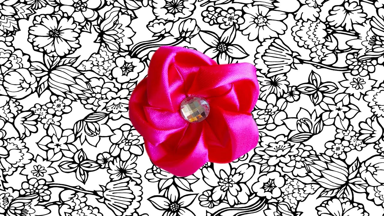 Diy Резиночка канзаши с цветком из ленты.  МК  Легко и просто. Ribbon flowers