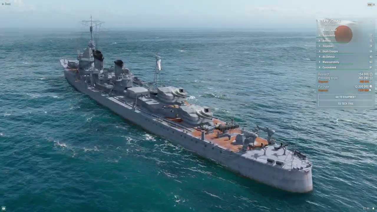 World Of Warships IJN Yugumo Class Tier IX Destroyer 360 View RTX 4090 OC I9-14900KS