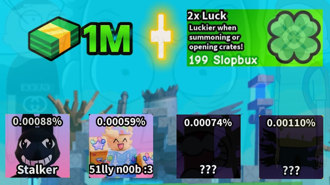 Spending 1million cash on summon with 2x luck[Slop Tower Defense]
