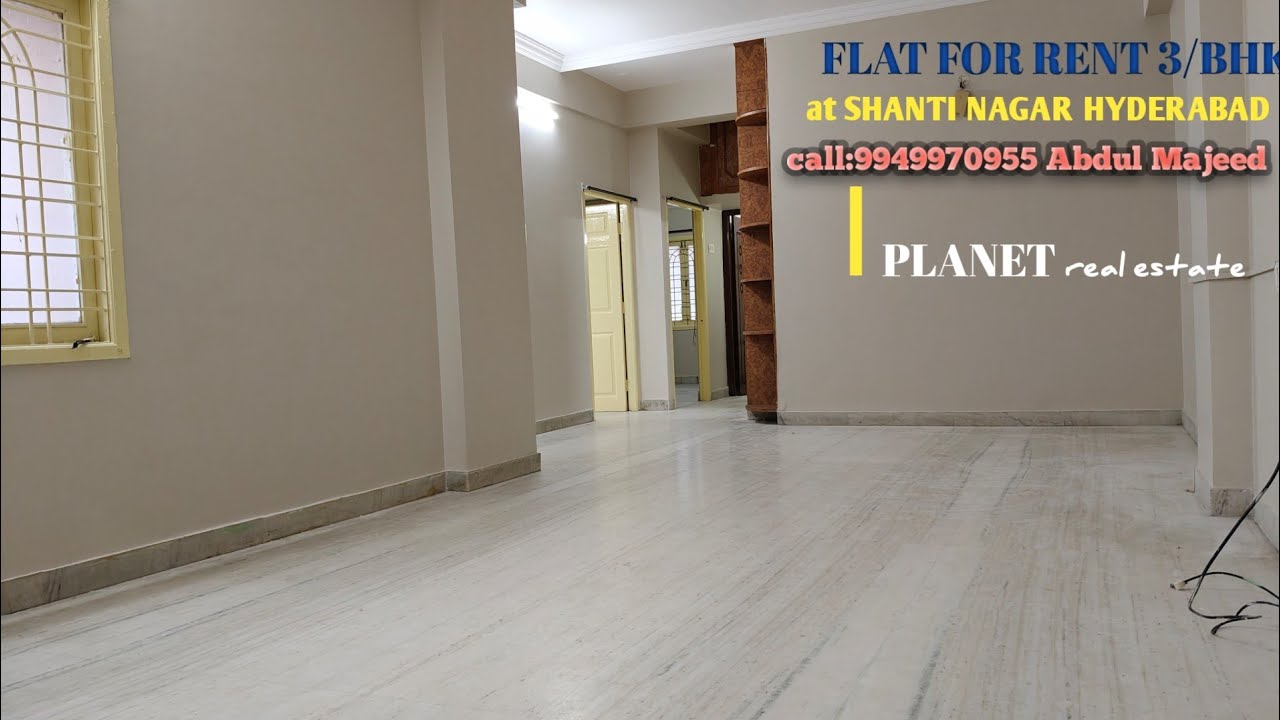 FLAT FOR RENT 3/BHK at HYDERABAD SHANTI NAGAR A.C.GUARDS Road call:9949970955 A.Majeed