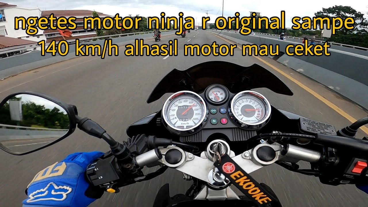 test ninja r full original  masih ting ting sampe 140km/h motor hampir jebol 