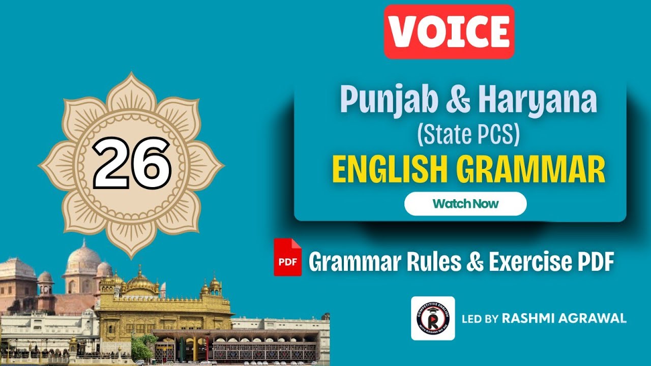 26. PYQ VOICE DISCUSSION || PCS / HCS || Compulsory English || English Grammar || By Rashmi Ma'am