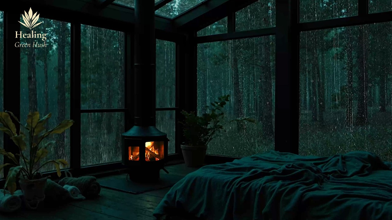 Rain Sounds and Crackling Fireplace 🌧 Peaceful Rain Sounds for Deep Sleep & Relaxation