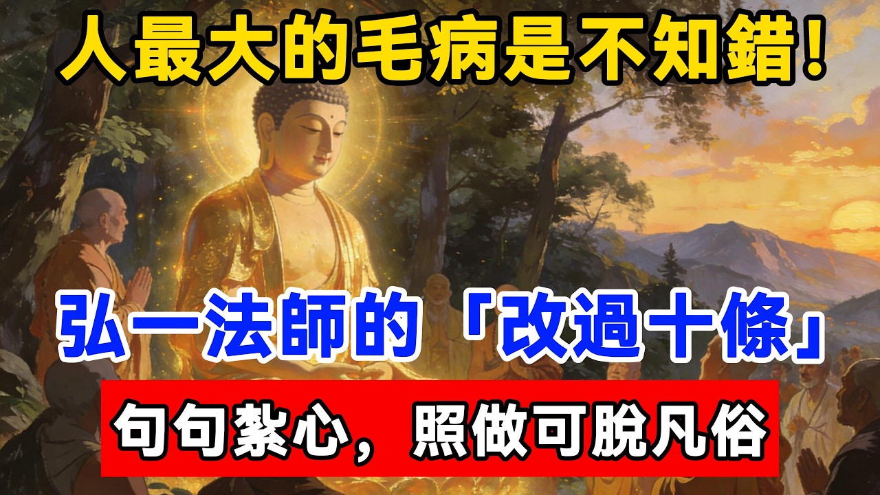 人最大的毛病是不知錯！弘一法師的「改過十條」，句句紮心，照做可脫凡俗#佛陀#佛學#佛教#禪修#佛法智慧#佛教故事#佛教文化#佛學知識 #佛學智慧 #明月禅心