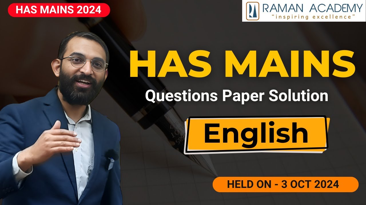 HAS Mains 2024 English Paper Solution | Held on 3rd Oct | Raman Academy