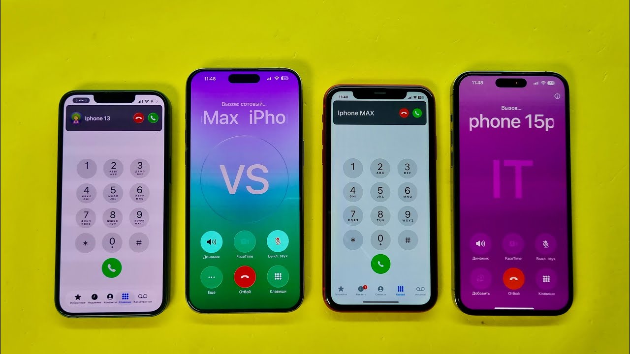 Four iPhone 15PM & iPhone 14PM & iPhone 11 & iPhone 13 Incoming Call