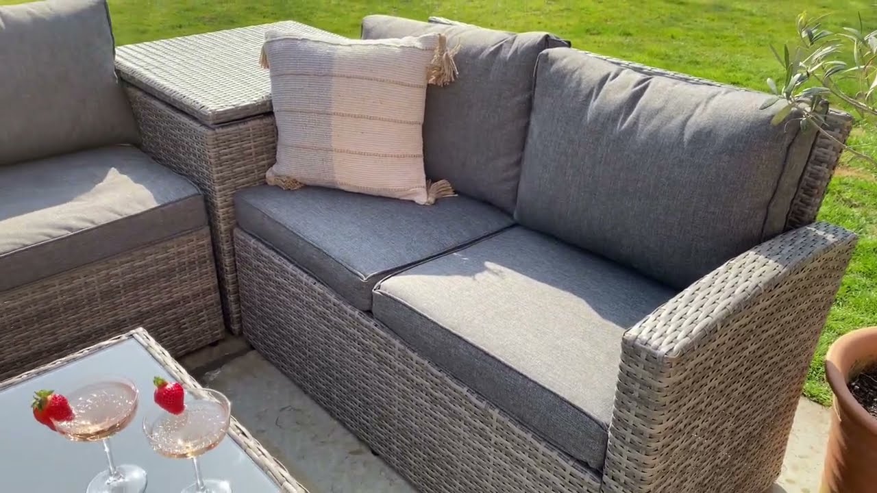Santa Maria Grey Rattan Outdoor Corner Sofa Set by Olore Home