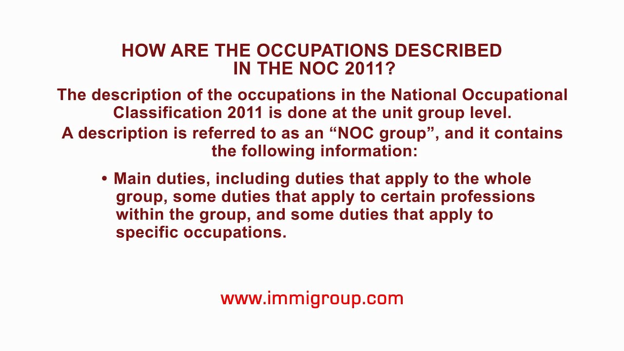 How are the occupations described in the NOC 2011?
