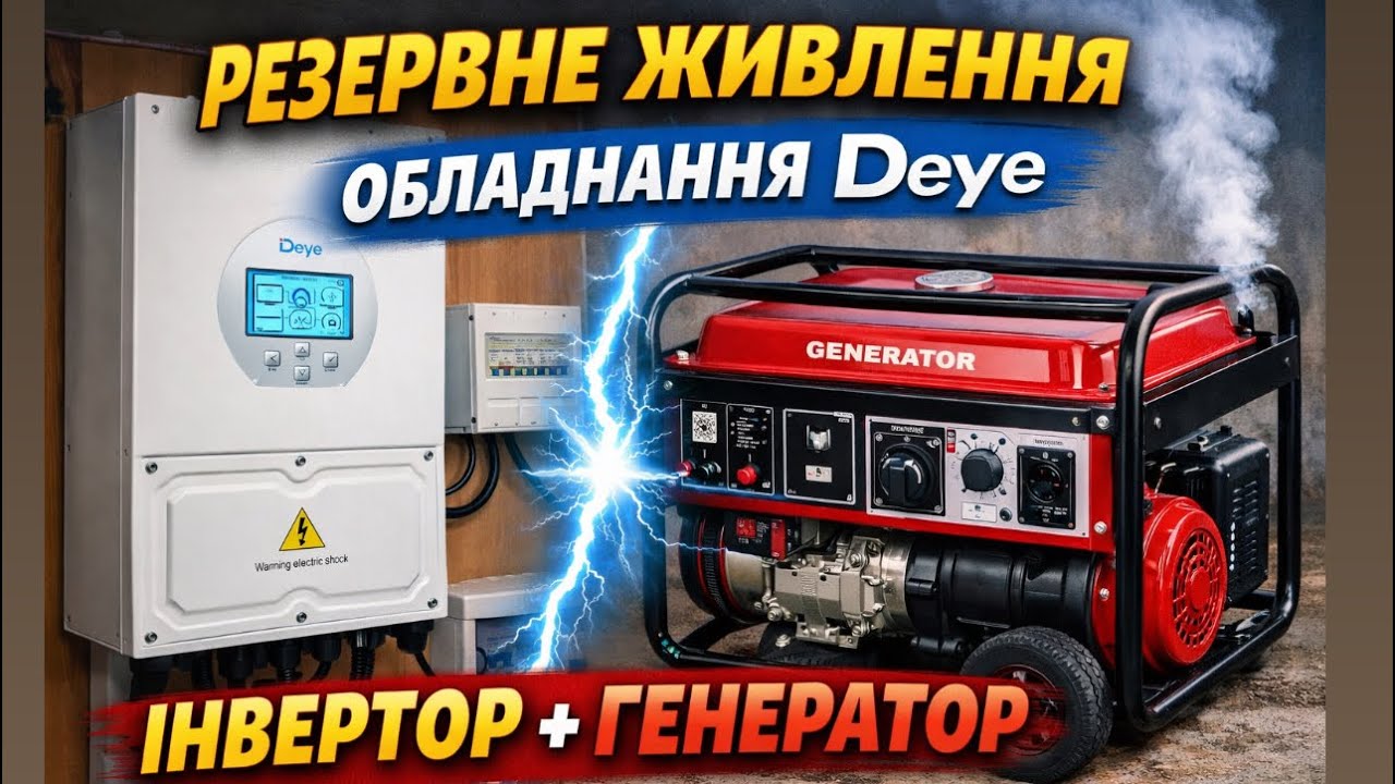 інвертор Deye працює з  будь-яким генератором.  Резервне живлення для офісу на базі обладнання Deye.