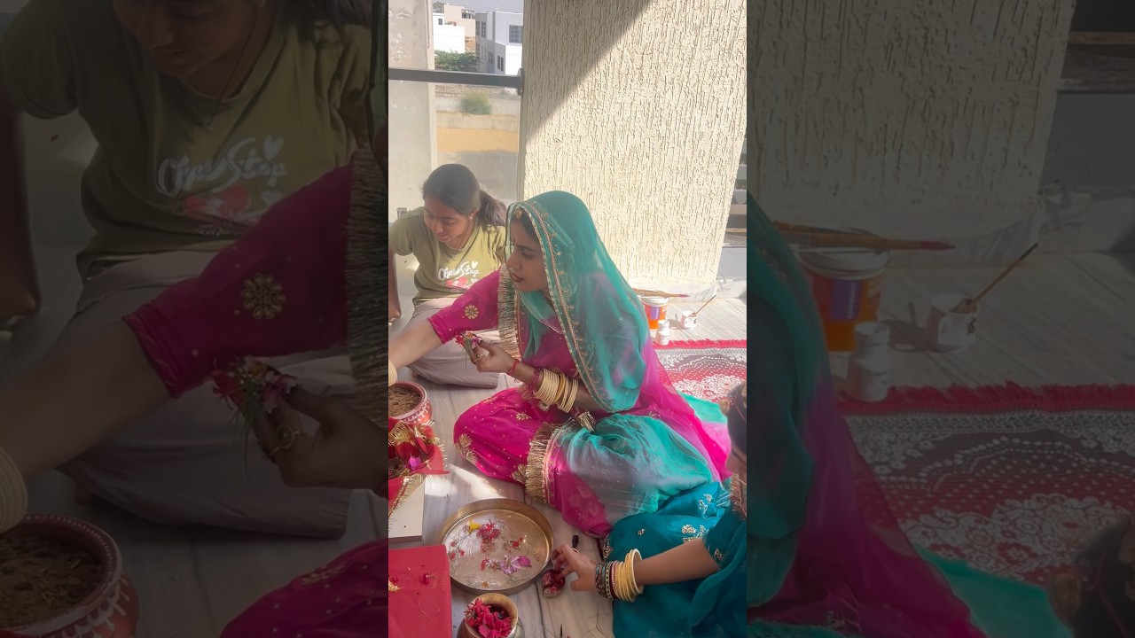 Gangaur pooja day-10 #rajasthaniposak #minivlog #shortvideos #rajthani #rajasthani #gangaur#viral