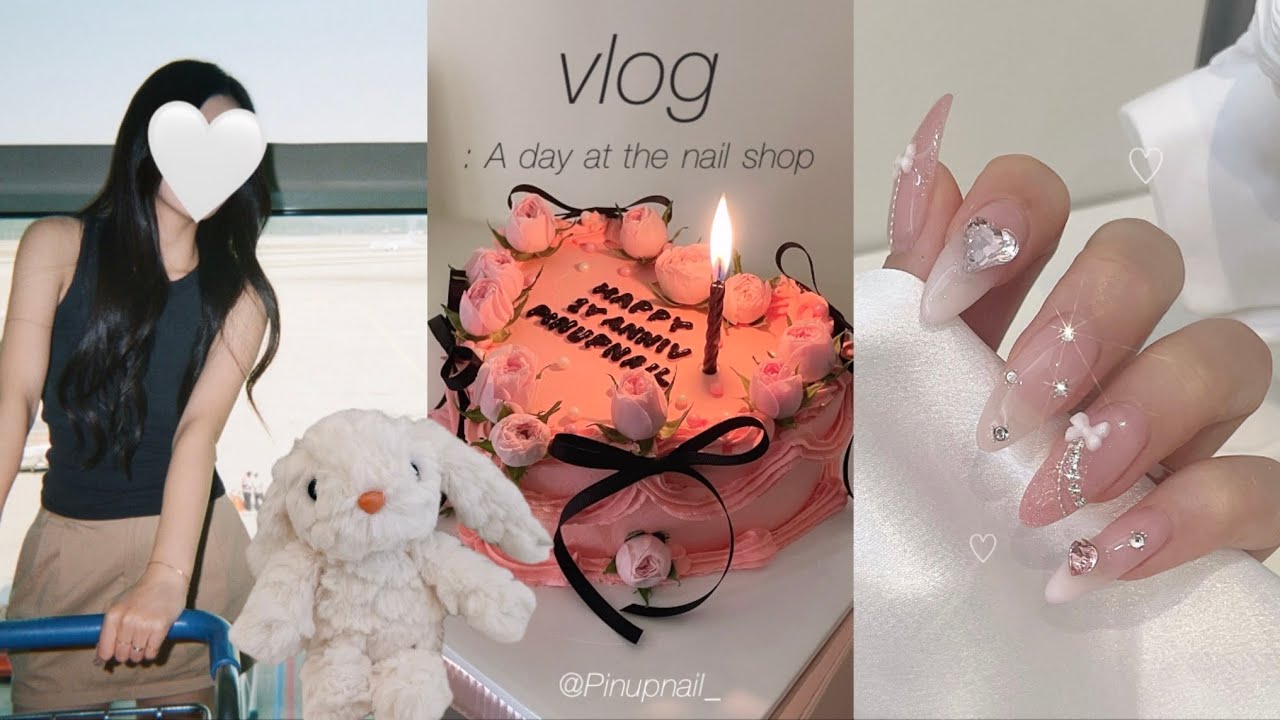vlog. 🎂 𝙷𝚊𝚙𝚙𝚢 𝟷𝙰𝚗𝚗𝚒𝚟 & 셀프네일.•♥ ༘ , +시술영상💅🏻🐰🎀