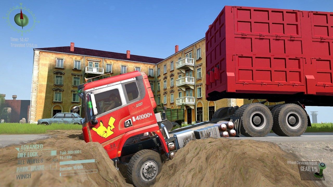 SpinTires: MudRunner GamePlay | Truck vs Extreme Broken Road with Speed Bumps | #mudrunner #shorts