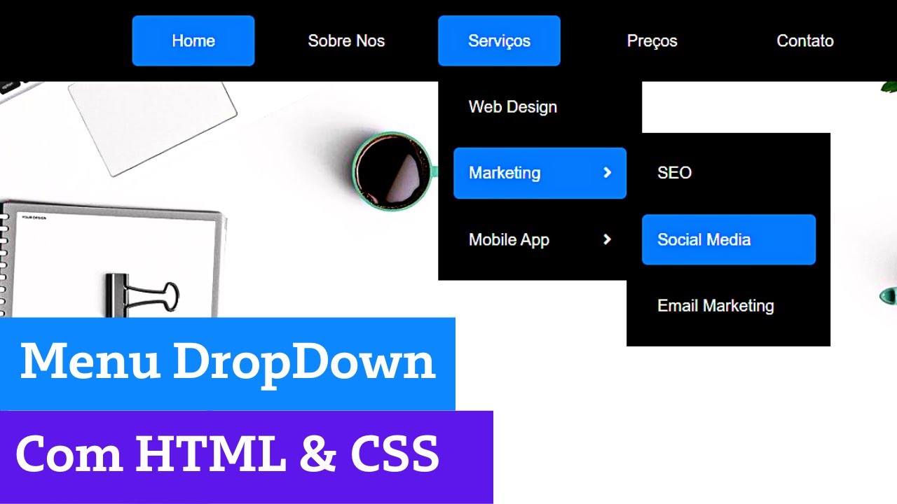 Menu Dropdown Simples com HTML e CSS (Sem JS) - Tutorial