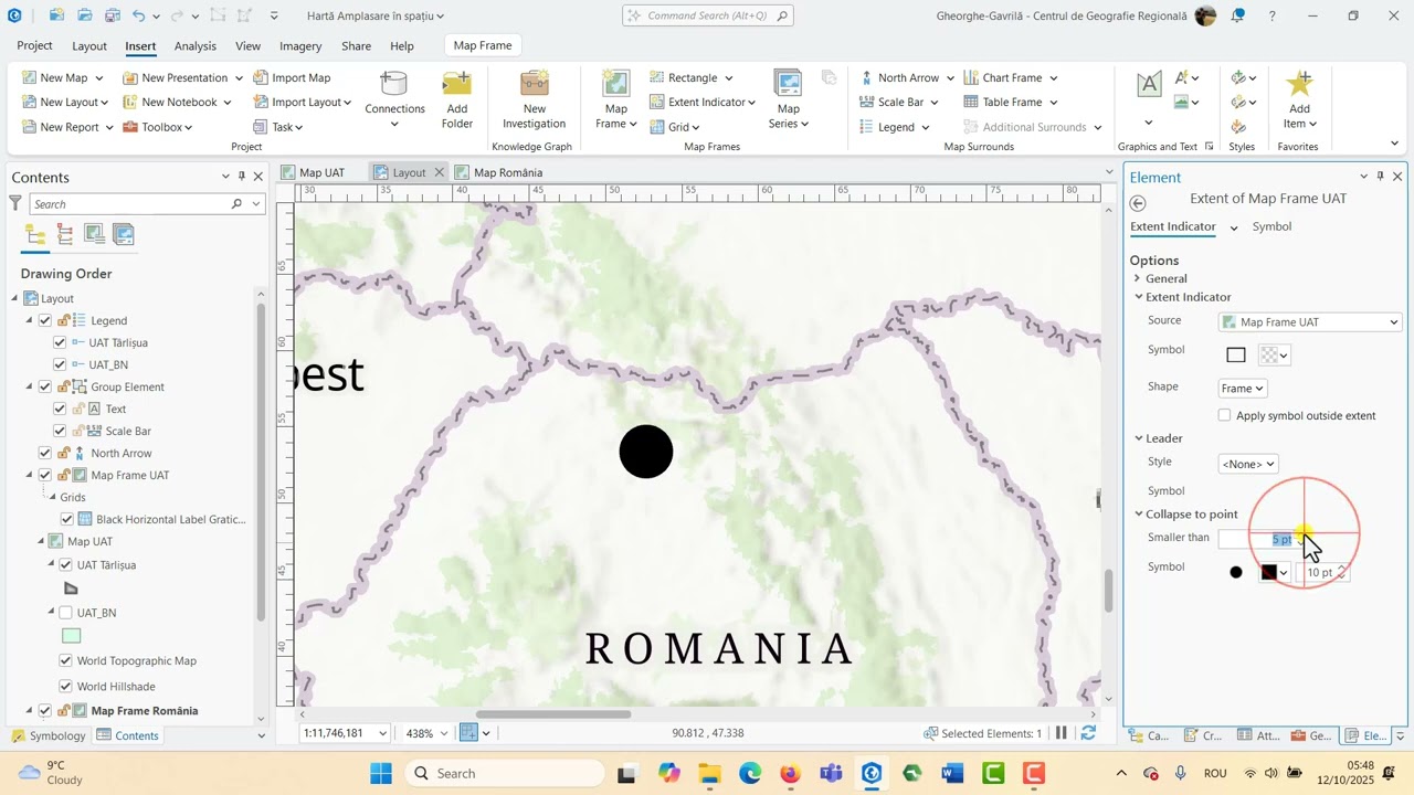 🗺️ 1.20 ArcGIS Pro | Inserarea Extent Indicator | Inserting Extent Indicator | Planificare UBB