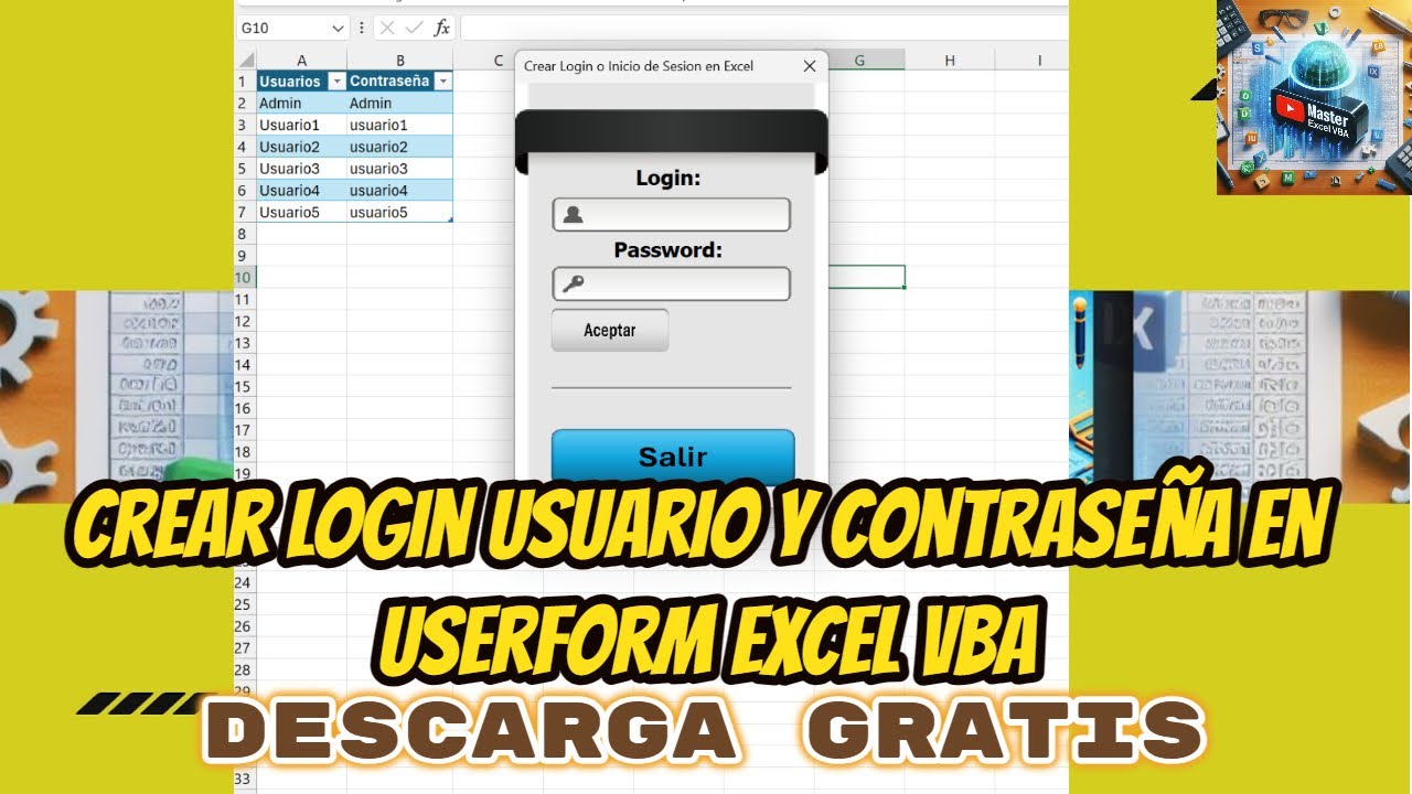 Crear Login Usuario y Contrase&ntilde;a en Userform Excel VBA