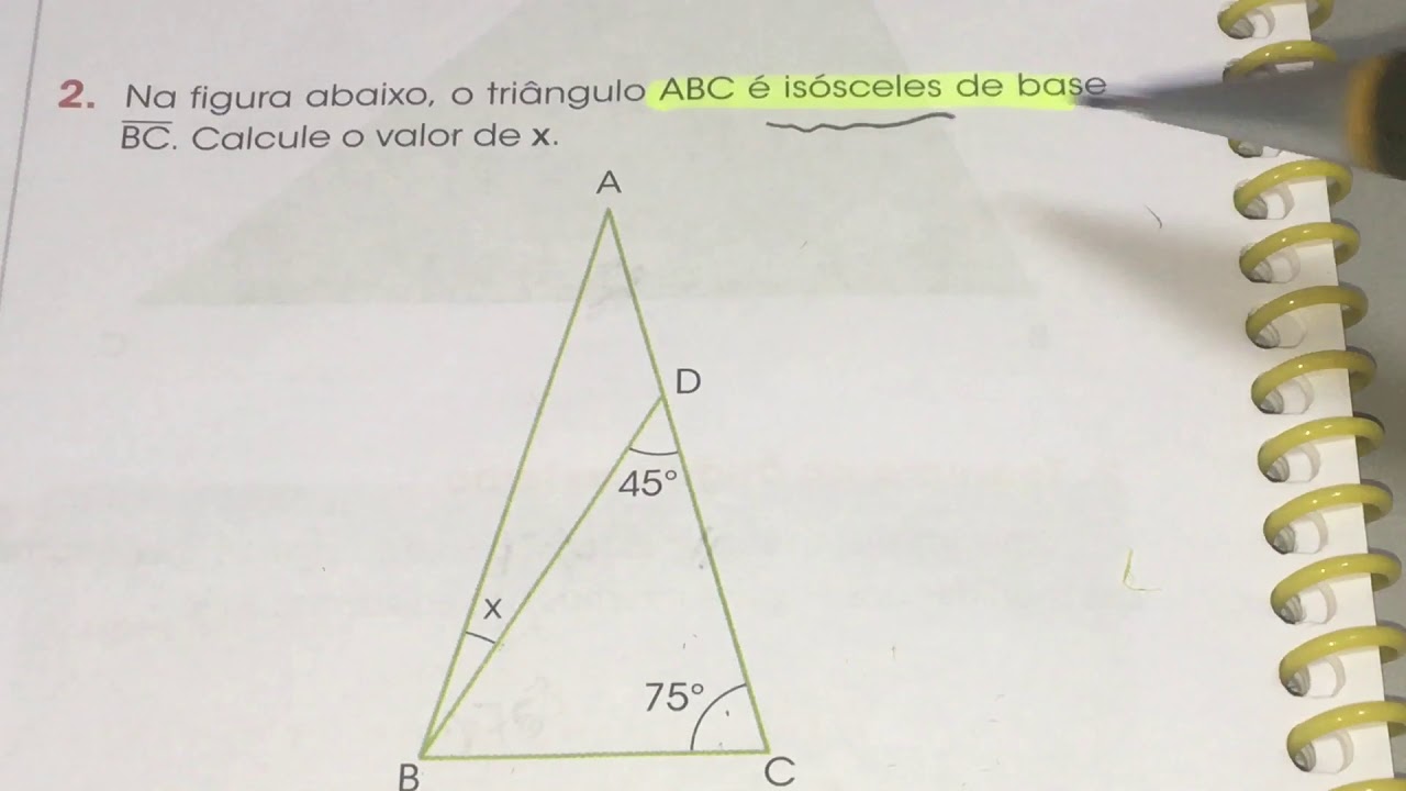 Resolu&ccedil;&atilde;o de Exerc&iacute;cio sobre Tri&acirc;ngulo Is&oacute;sceles
