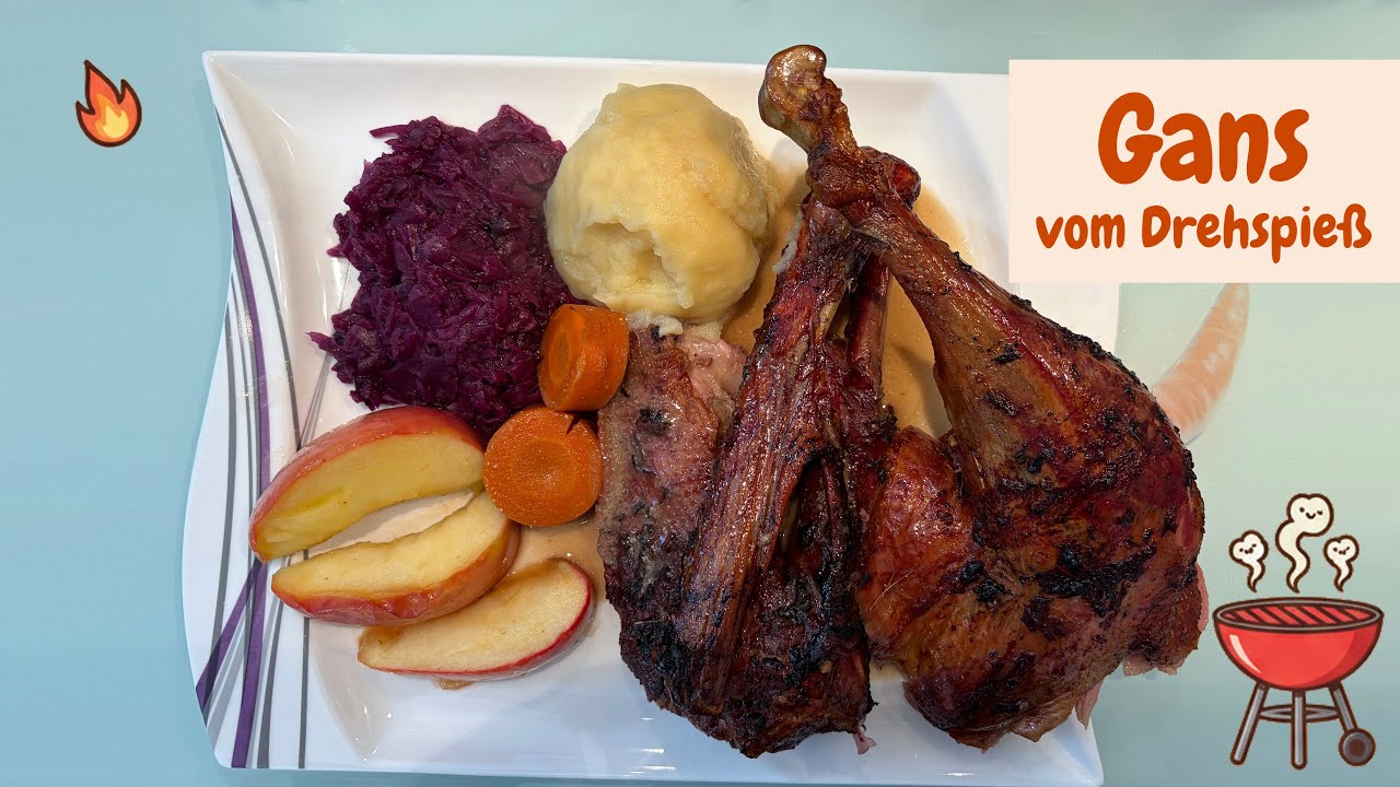 Gans vom Drehspieß am Kugelgrill | Knusprige Martini- & Weihnachtsgans vom Grill | Berni’s BBQ Bites
