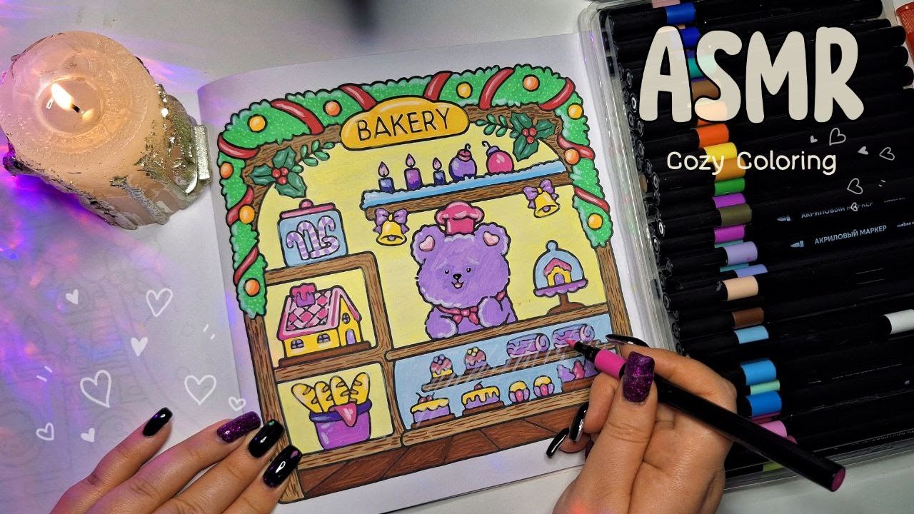ASMR Coloring | Tapping, pencil sounds, soft rain🌧🎨 | No talking