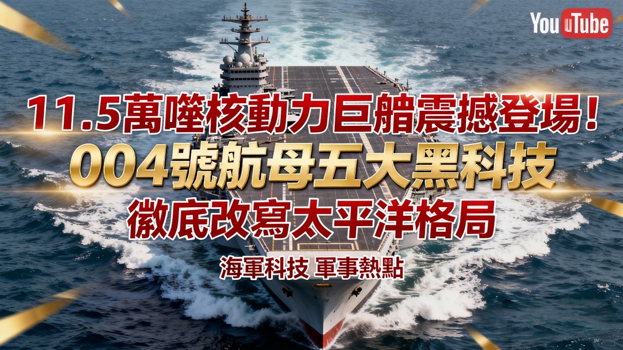 中国11.5萬噸核動力巨艦震撼登場！004号航母五大黑科技，徹底改寫太平洋格局!#中国航母 #004号航母 Type 004 aircraft carrier！#004型航母