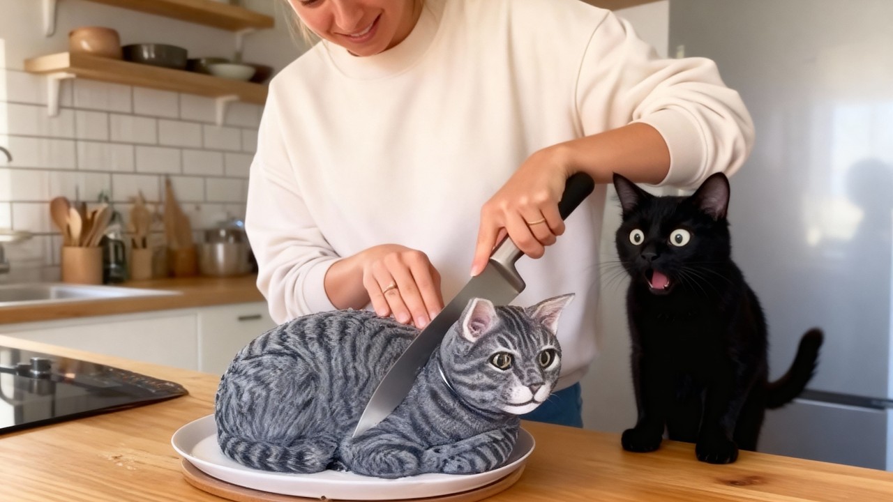 Реакция кошки на разрезание торта 😺 Подборка реакций кошек