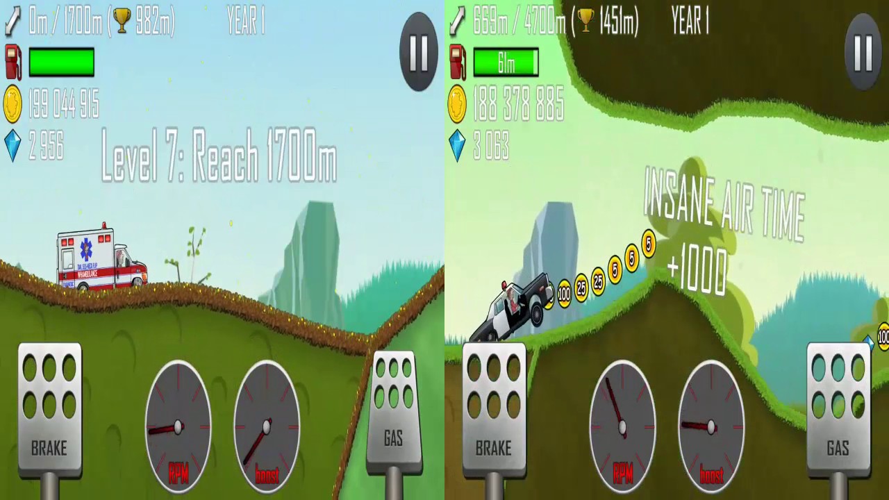 Compilation : Police Car vs Ambulance # Hill CLimb Racing FULL UPGRADE # Unlimite Coins And Gems