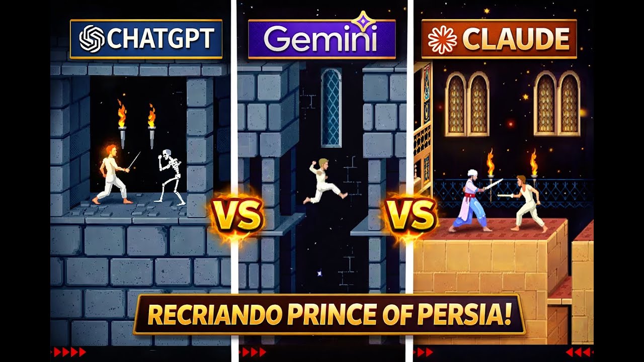 ChatGPT vs Gemini vs Claude Criando Prince of Persia do Zero!