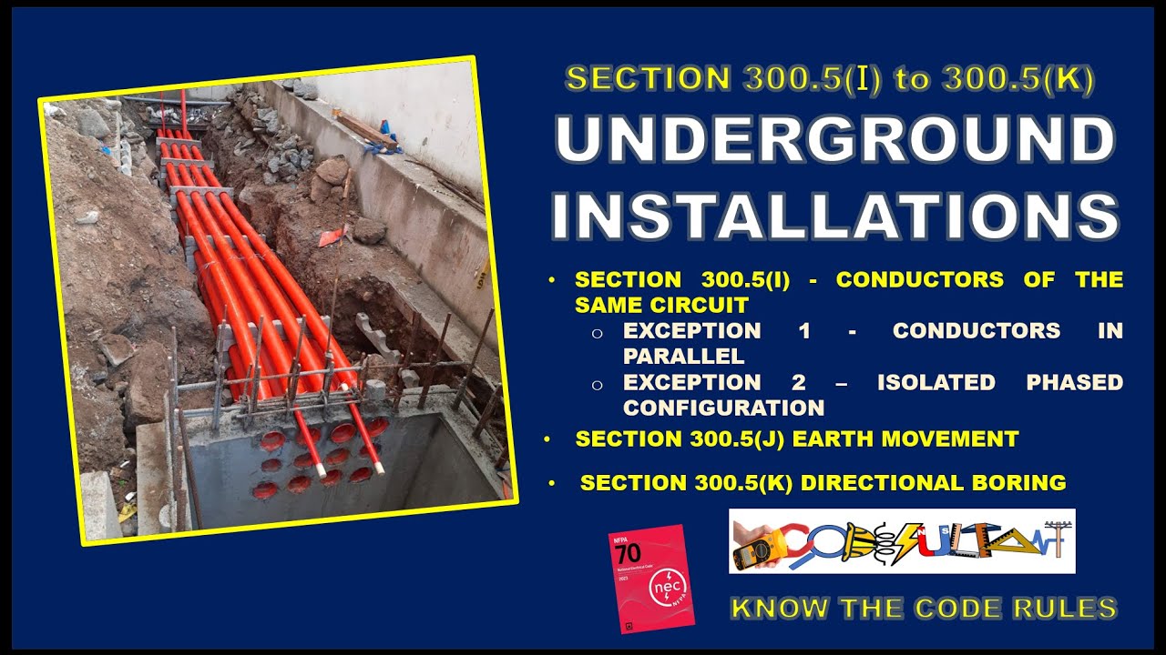 UNDERGROUND INSTALLATIONS-NEC 2023 SECTION 300.5(I) to (K)