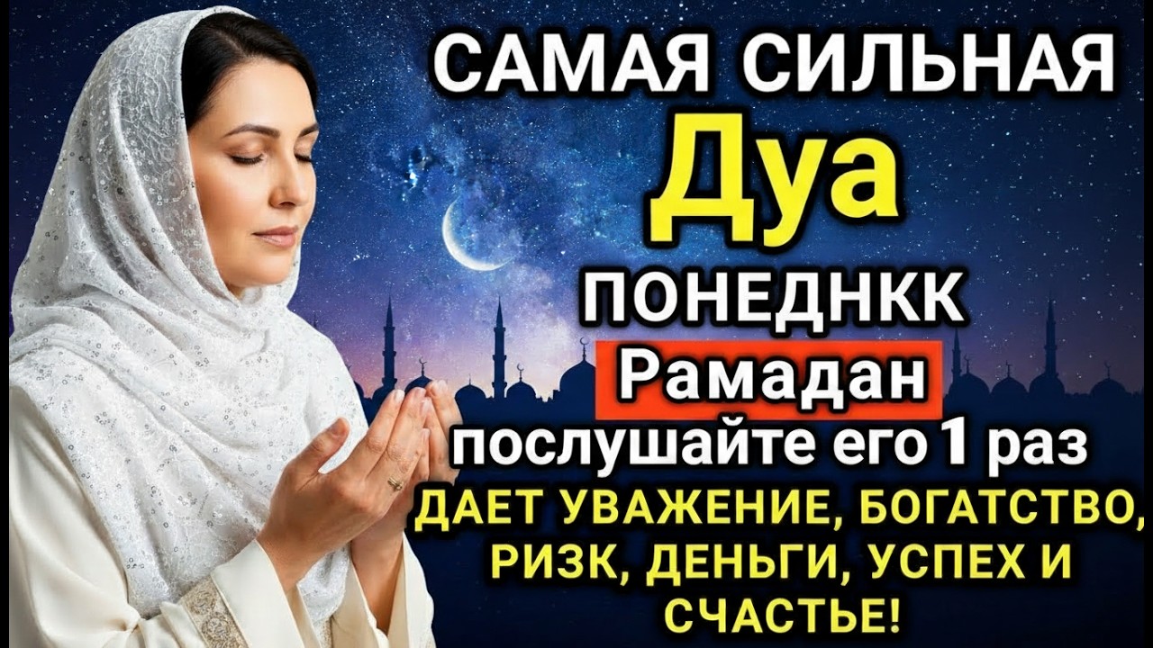 ✨💙🤲 САМАЯ СИЛЬНАЯ Дуа в понедельник Рамадан ДАЕТ УВАЖЕНИЕ, БОГАТСТВО,ДЕНЬГИ, УСПЕХ И СЧАСТЬЕ! #дуа