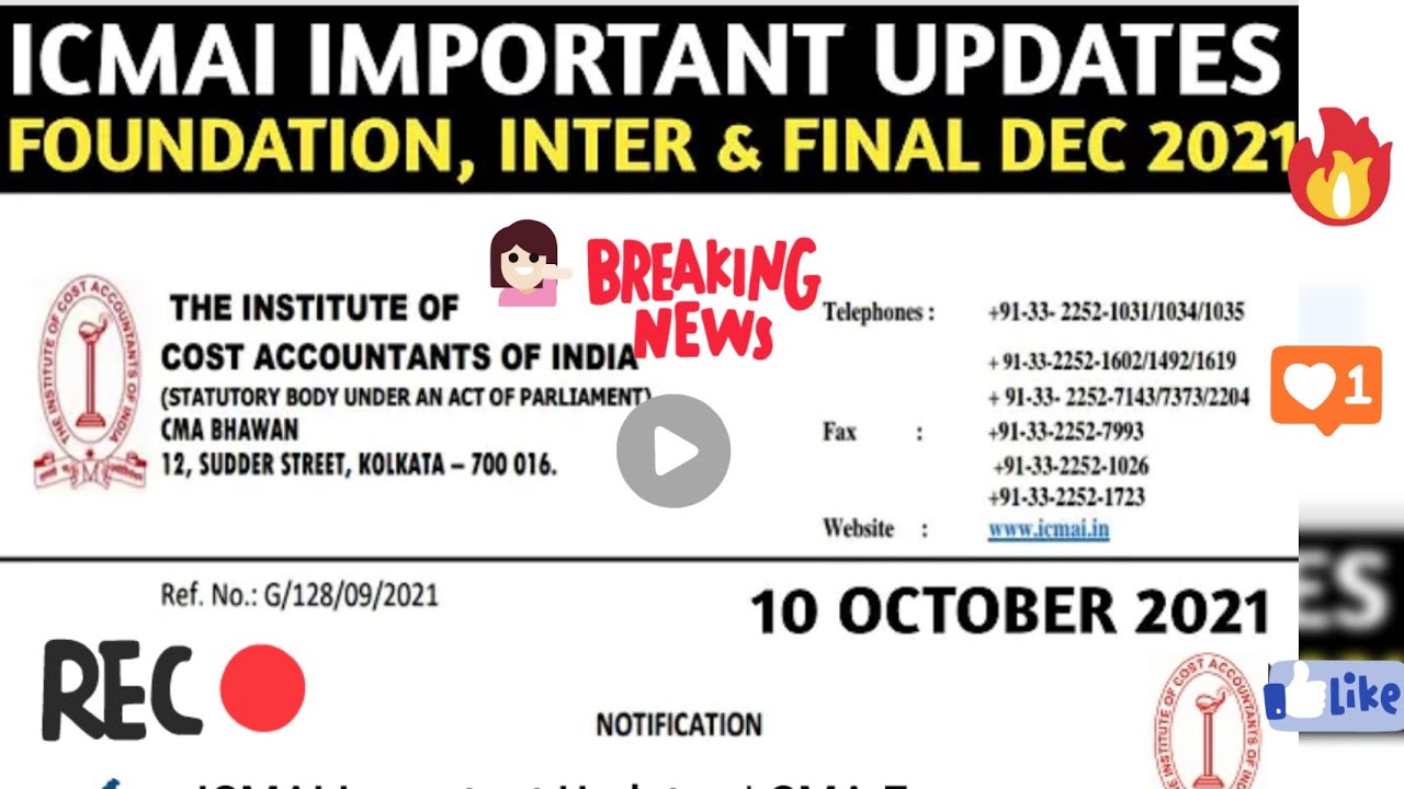 IMPORTANT UPDATE  FOR CMA STUDENT| Positive TWEET BY Institute CCM MEMBER #Cmaexam_dec21 #cmaexam