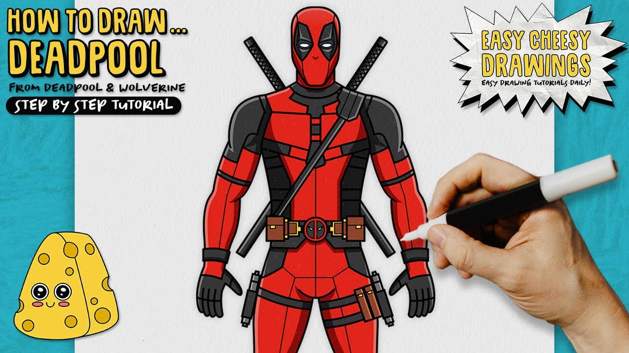 How to Draw DEADPOOL 🔴⚔️ (Deadpool & Wolverine) | Easy Step-By-Step Drawing Tutorial