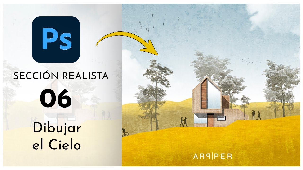 06 DIBUJAR EL CIELO ✨ Sección Arquitectónica REALISTA | Photoshop para arquitectos