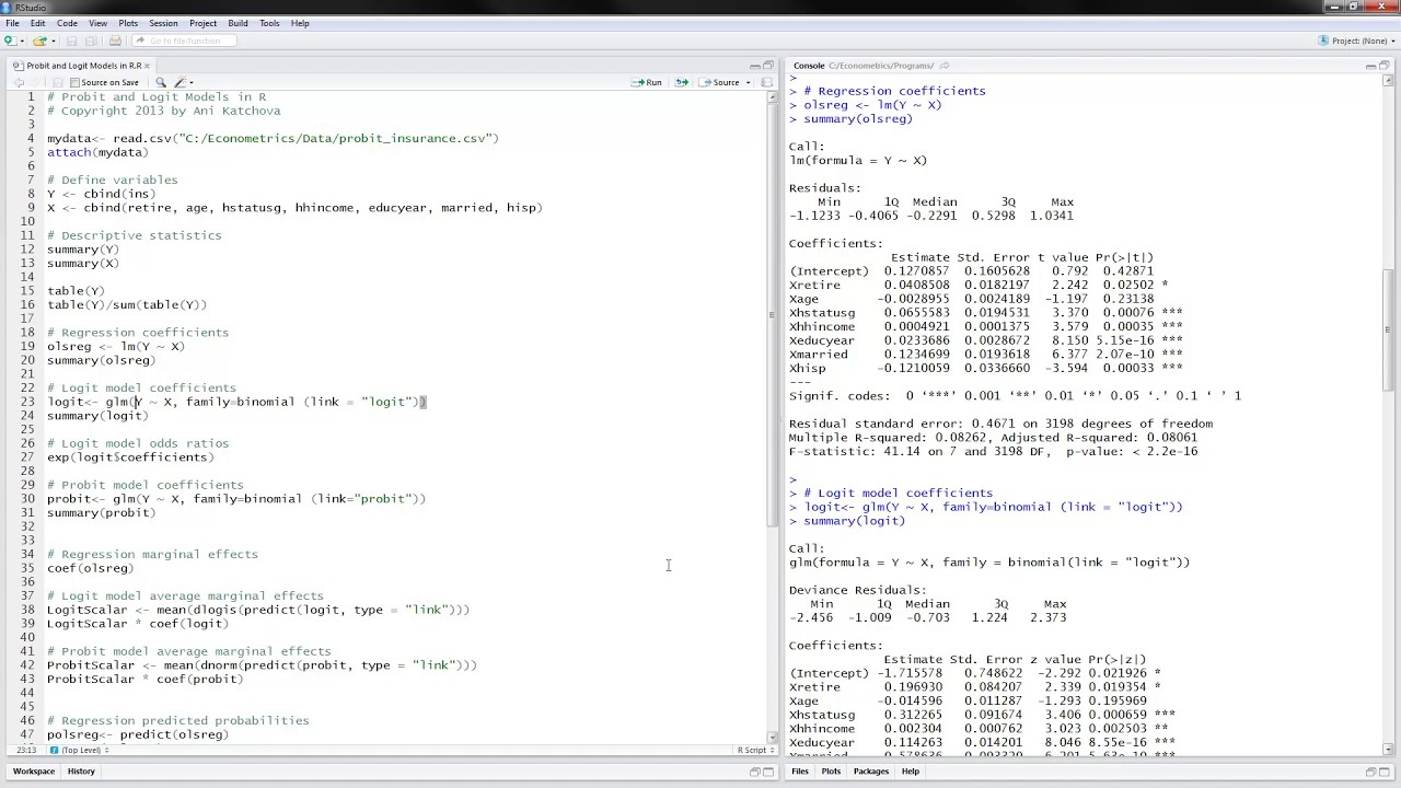 Probit and Logit Models in R