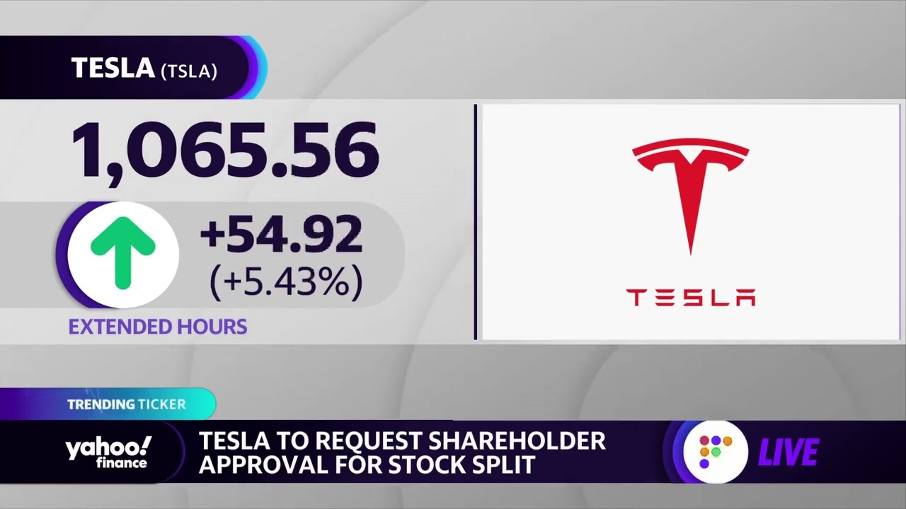 Tesla requests approval for another stock split, shares jump