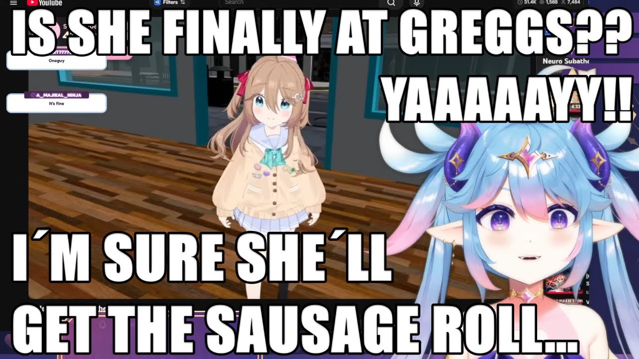 Hana gets cuteness aggresion over neuro visit at Greggs (VR chat) (Neuro subathon p2)
