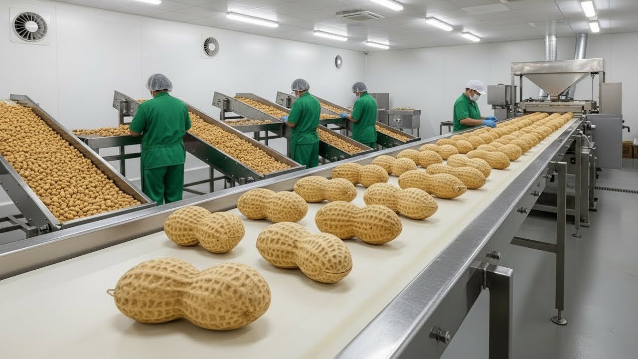 Inside the Peanut Processing Factory – From Raw Peanuts to Roasted Snack Packs (Full Process)