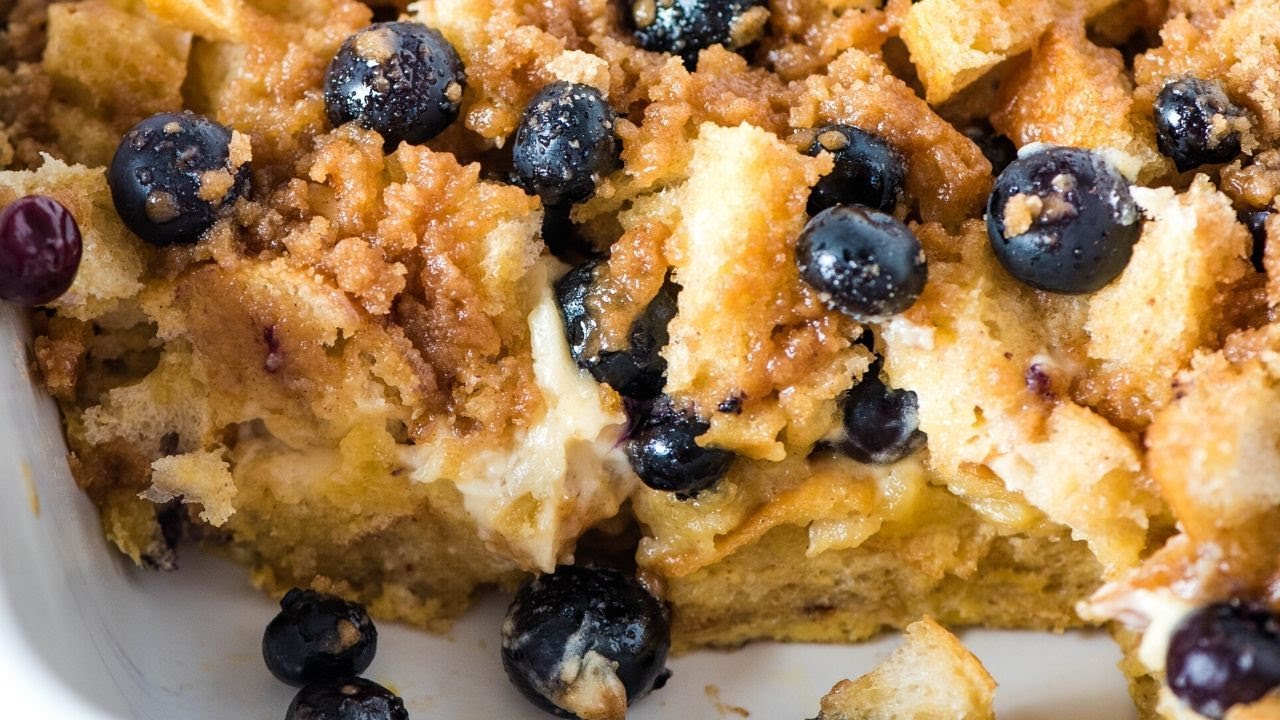 Blueberry French Toast Casserole with Cream Cheese