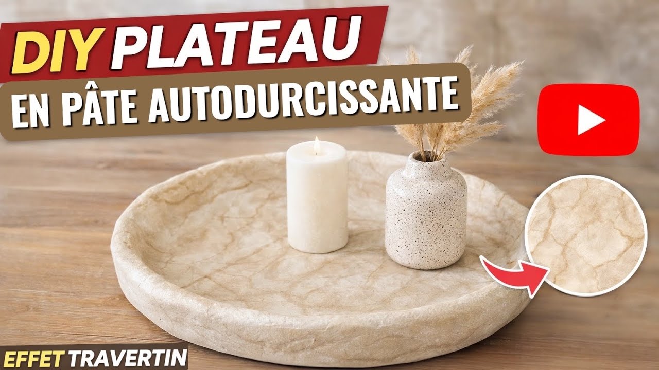 DIY Plateau Déco Effet Travertin en Récup