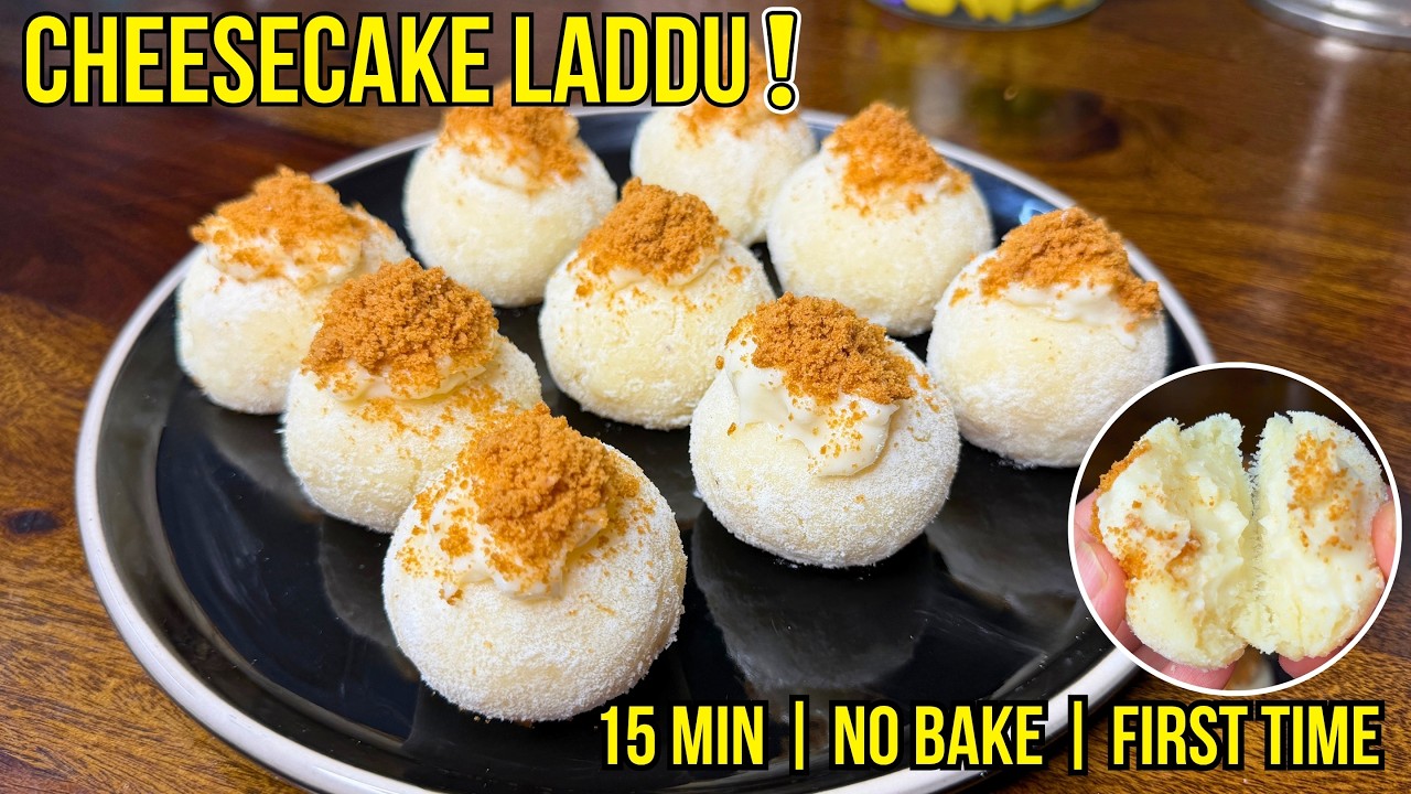 Cheesecake Ladoo Recipe | No Bake Fusion Mithai | 15 Min Festival Sweet l Coconut Cheesecake Laddu