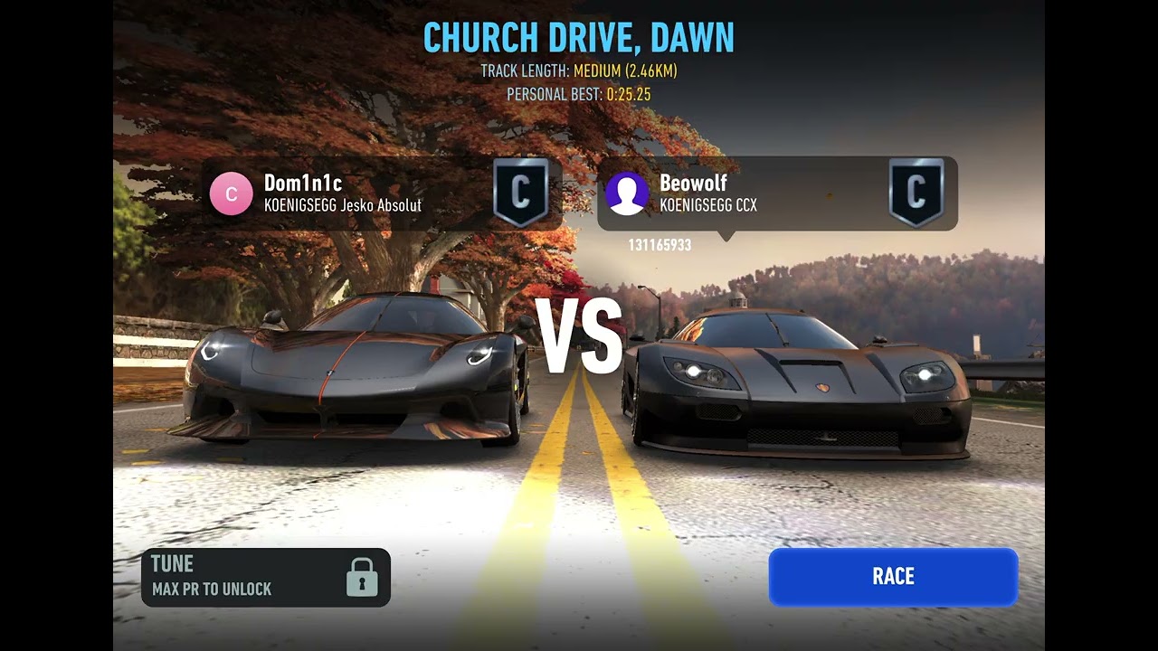  NEED FOR SPEED KOENIGSEGG Jesko Absolut / PVP  LEGENDARY BREAKNECK DIVISION / RACE COUNTRY MILE