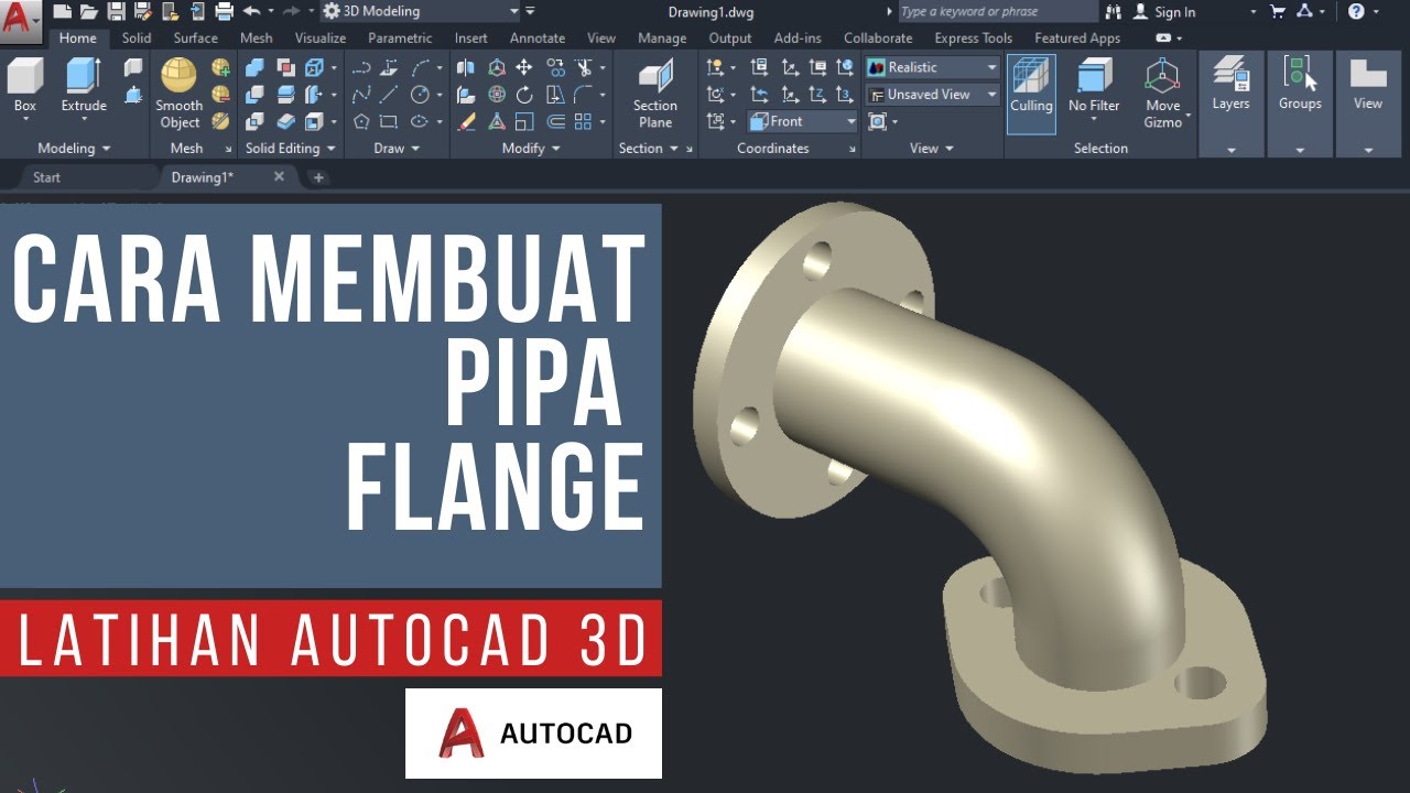 AUTOCAD 3D_CARA MEMBUAT PIPA FLANGE DI AUTOCAD _LATIHAN #05