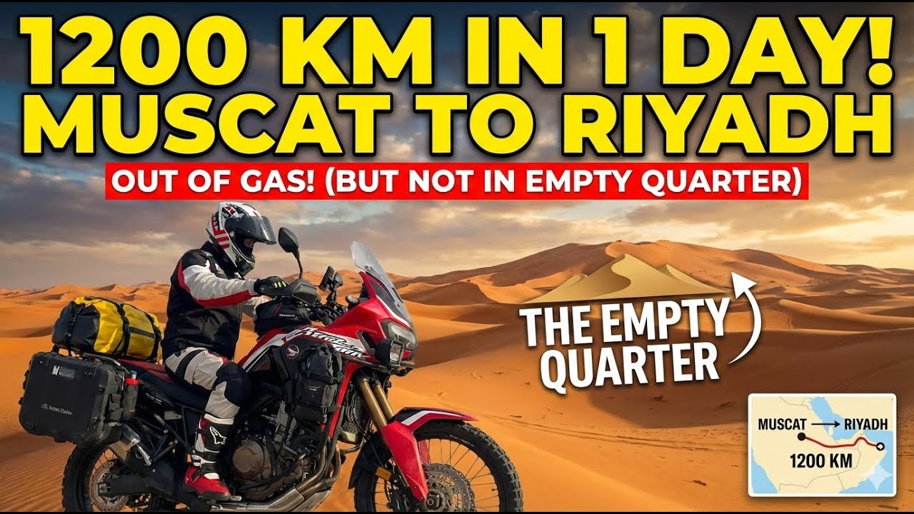 1200km in One Day and I Ran Out of Petrol - Muscat To Riyadh -Empty Quarter Solo Ride on Motorcycle
